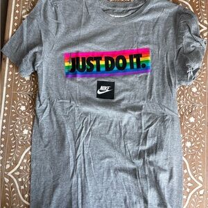 Nike Gray Tee with Pride 'Just Do It' Graphic